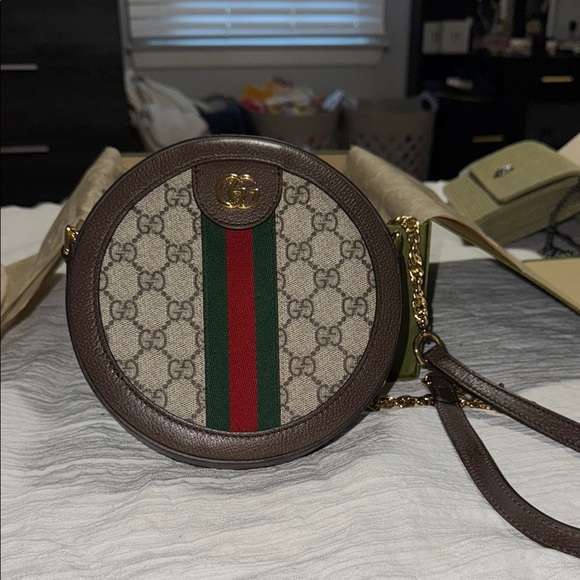 Gucci Beige and Brown Round Crossbody Bag - Picture 1 of 5